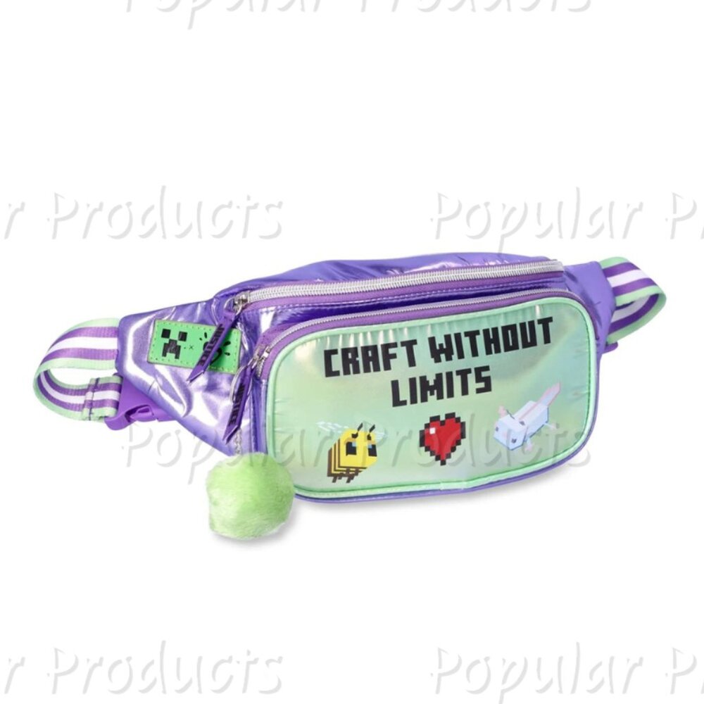 Justice | Minecraft Colorblock Sling Bag, Purple/Green - Picture 2 of 4